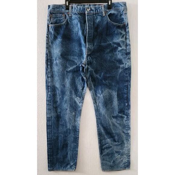 Levi's 501 Jeans Mens 42x36 Blue Button Fly 90s Bleached Dye